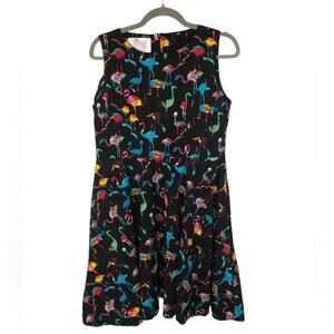 Hawaii Hangover Multicolor Flamingo Print Dress Cotton Sleeveless
